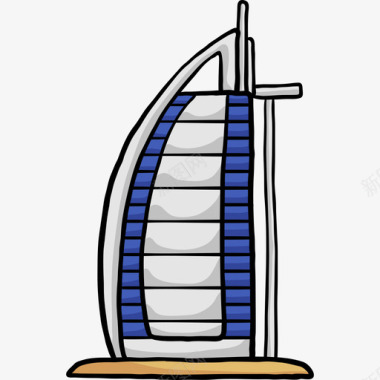 色彩素材阿拉伯塔世界纪念碑色彩图标图标