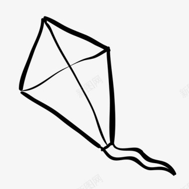 风筝飞长方形图标图标