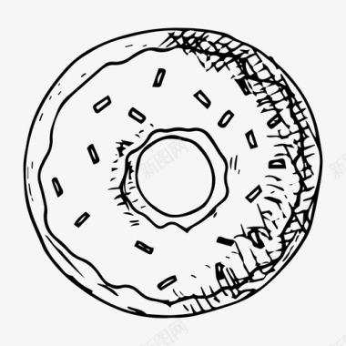 甜甜圈食物手绘图标图标