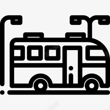 公共标识红公共汽车城市元素8直线图标图标