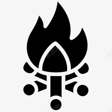 火篝火燃烧的木头图标图标