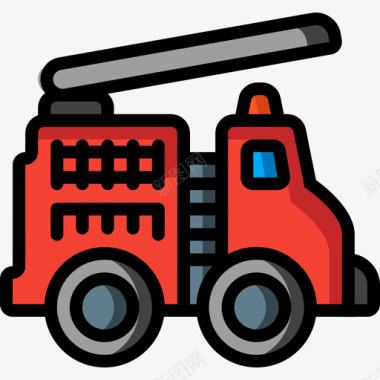 消防车玩具12线性颜色图标图标