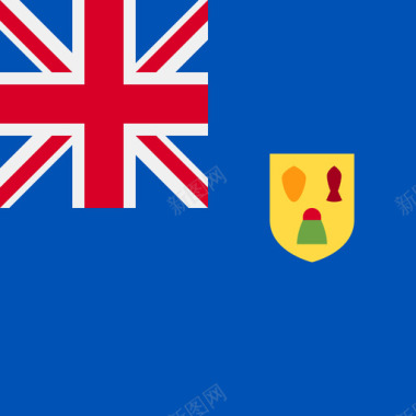 国家特克斯和凯科斯群岛方形国家简单旗帜图标图标