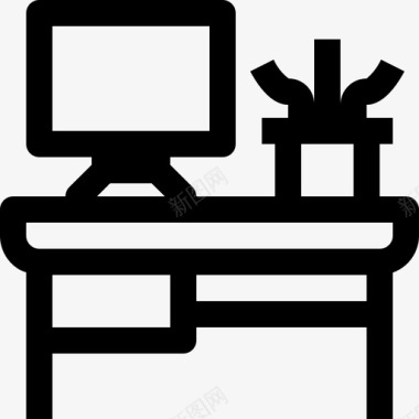 书桌家具和家居3线性图标图标