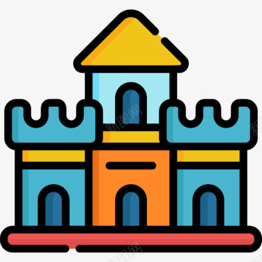 立体城堡城堡玩具17线性颜色图标图标