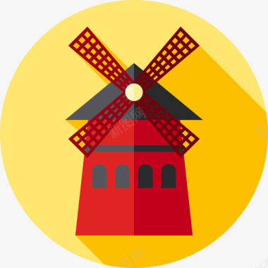 红磨坊巴黎平坦图标图标