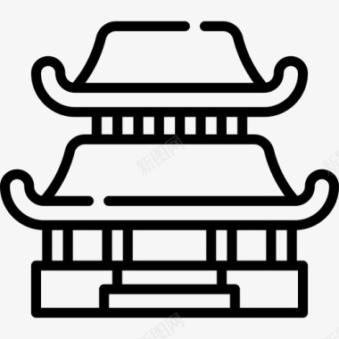 中式中式住宅房屋类型3直线式图标图标