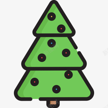 圣诞树庆祝活动2线性颜色图标图标