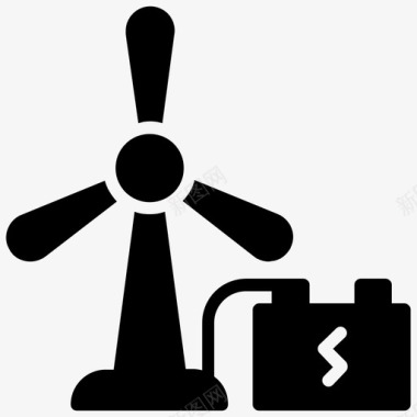 充电涡轮机风能风力发电机图标图标