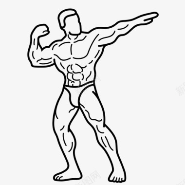 肌肉男肌肉男健美运动员柔韧性图标图标
