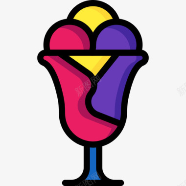 冰淇淋矢量图冰淇淋食品和饮料19线性颜色图标图标