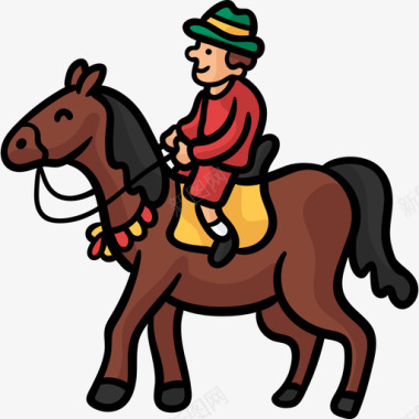 骑马十月十一日彩色图标图标