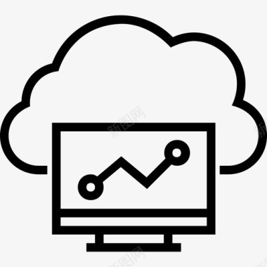 云icon云计算云数据技术线性图标图标