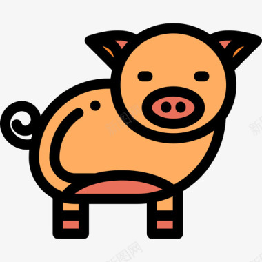 猪养殖13头线色图标图标