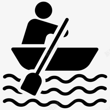 划船船水上漂流图标图标