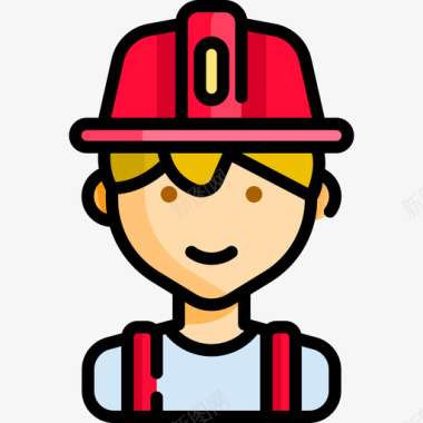 消防员单身女子线性颜色图标图标