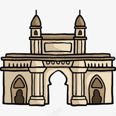 印度之门世界的纪念碑色彩图标图标