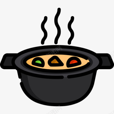 绘画颜色汤食物和饮料10线性颜色图标图标