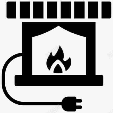 电壁炉电加热器加热系统图标图标