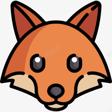 狐狸动物与自然2线性颜色图标图标