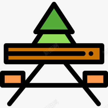 四角桌户外桌森林里12线性颜色图标图标