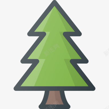 冬天松树松树自然生态5线色图标图标