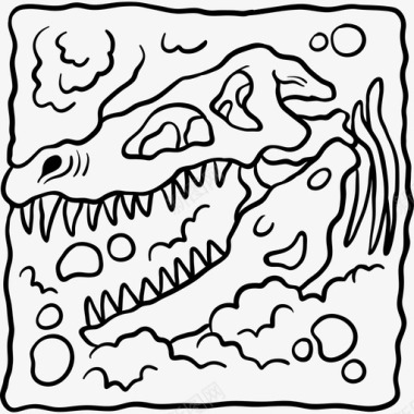 化石恐龙2黑色图标图标