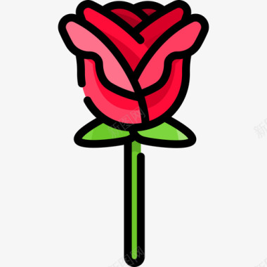 玫瑰色单身女性线性颜色图标图标