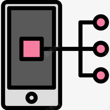 商务手机建筑智能手机商务79线性颜色图标图标
