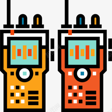 色暗对讲机通信44线色图标图标
