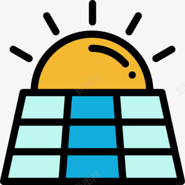 颜色颜料太阳能电池板生态44线性颜色图标图标