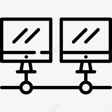 温度器计算机监视器数据库服务器线性图标图标