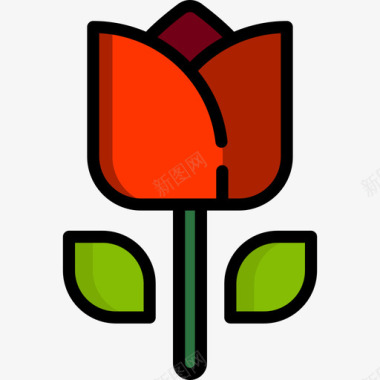 玫瑰母亲节2线性颜色图标图标