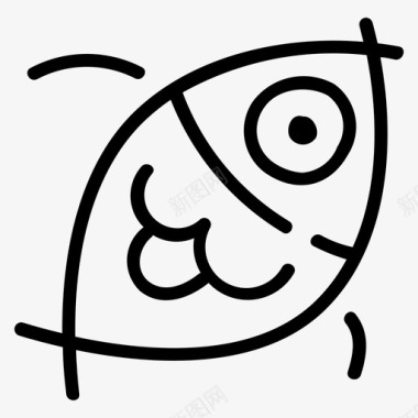 手绘线条蔬菜鱼有趣手绘图标图标