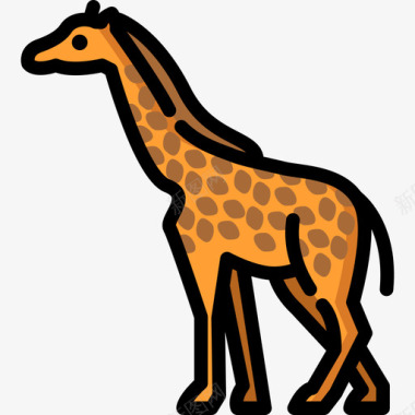 长颈鹿在动物园里线性颜色图标图标