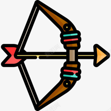 弓箭波西米亚风格5线型颜色图标图标