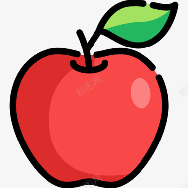 苹果夏季食品饮料线性颜色图标图标