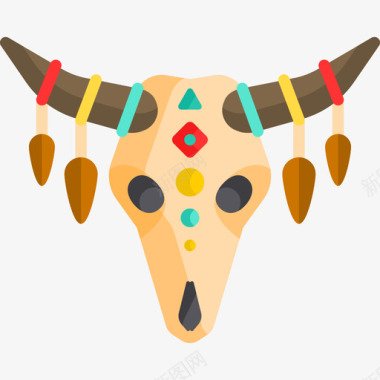 头骨波西米亚风格4扁平图标图标