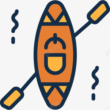 4K图标皮划艇户外活动4线性颜色图标图标