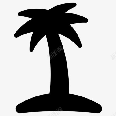 漂浮的树叶棕榈树椰子树植物树图标图标