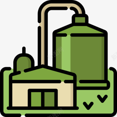 抑制再生沼气厂可再生能源2线性颜色图标图标