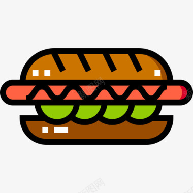 热狗食品车2线性颜色图标图标