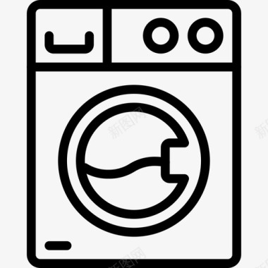 洗衣机厨房用品3线性图标图标