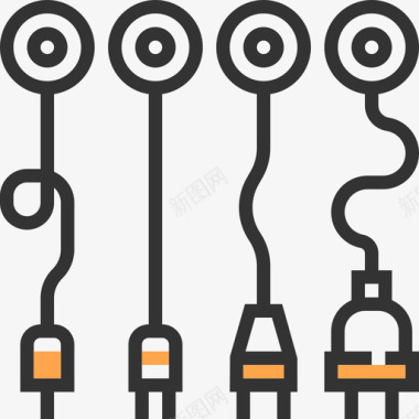 黄色图框插孔连接器纹身4黄色阴影图标图标