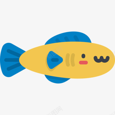 鱼kawaii夏季人物扁平图标图标