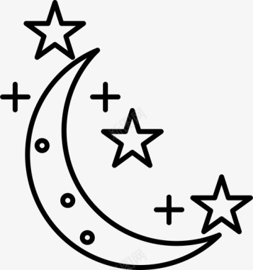 圣诞夜月亮星星图标图标