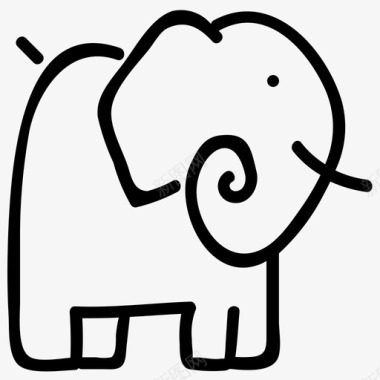 大象有趣手绘图标图标