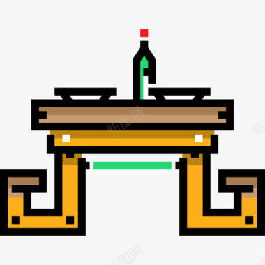 矢量大圆桌野餐桌野餐25线性颜色图标图标