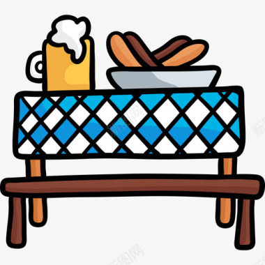 野餐桌啤酒节11彩色图标图标