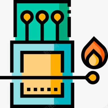野营火柴野营23线颜色图标图标